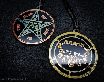 Medallón de Sigilo Belial: Sello de Ars Goetia bañado en oro, amuleto oculto