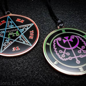 Seal of Haures // Ars Goetia Flauros Demon Sigil // Llave menor de Solomon Goetic Ritual Medallion: Collar oculto Herramienta de invocación de evocación