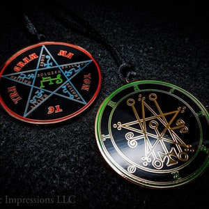 Copper Seal of Astaroth Sigil Necklace with Pentacle of Solomon on back // Lesser Key of Solomon Ars Goetia Demon Goetic Ritual Medallion