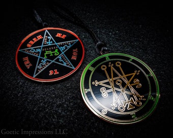 Copper Seal of Astaroth Sigil Necklace with Pentacle of Solomon on back // Lesser Key of Solomon Ars Goetia Demon Goetic Ritual Medallion