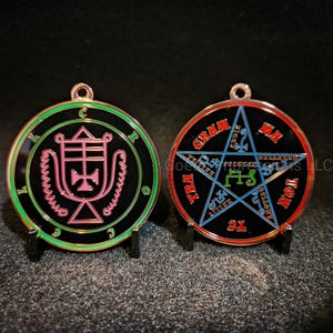 Crocell Sigil Necklace // Ars Goetia Demon Seal Pendant // Lesser Key of Solomon Goetic Ritual Medallion with Tetragrammaton on reverse side