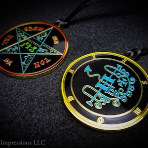 Asmoday Sigil Pendant // Asmodeus Seal Necklace  // Ars Goetia Demon Talisman // Lesser Key of Solomon Goetic Ritual //  Occult Magick Lamen