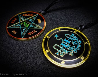 Asmoday Sigil Pendant // Asmodeus Seal Necklace  // Ars Goetia Demon Talisman // Lesser Key of Solomon Goetic Ritual //  Occult Magick Lamen