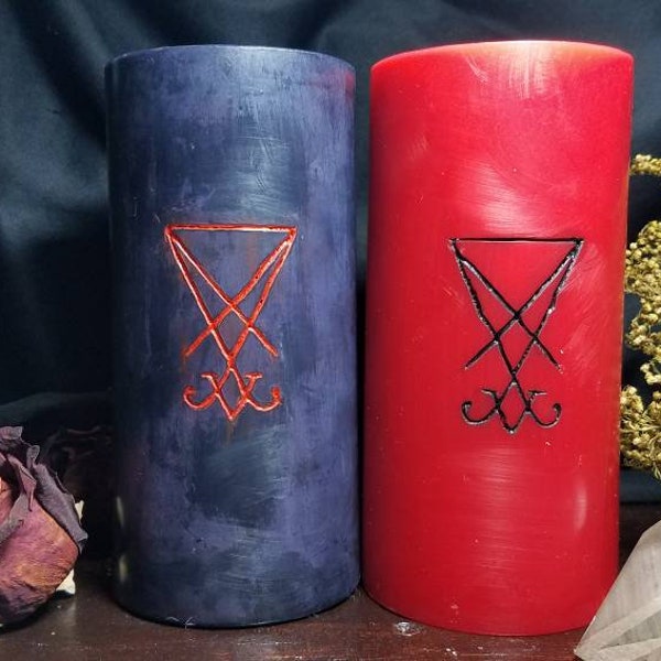 Lucifer Sigil Candle, demon seal candle for devotional altar or Satanic offering