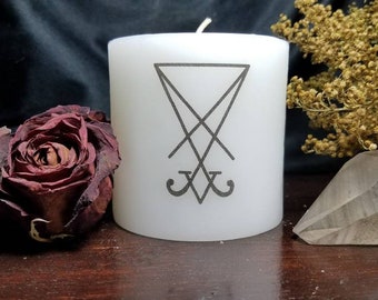 Lucifer Sigil Candle, Satanic Altar Piece, Occult Gift