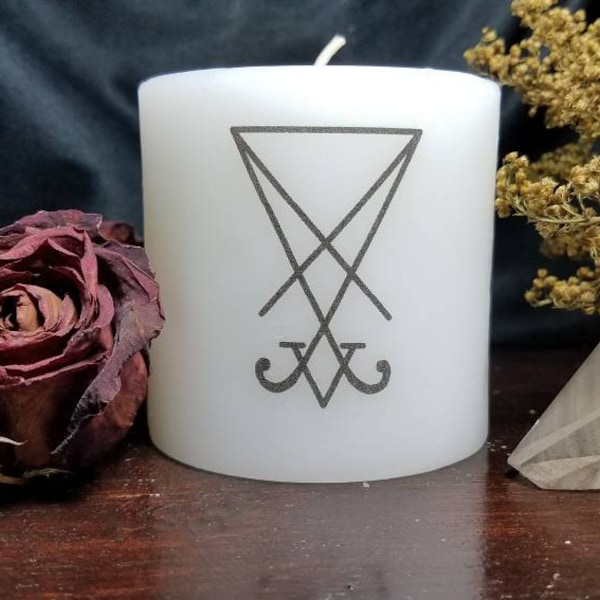 Lucifer Sigil Candle, Satanic Altar Piece, Occult Gift