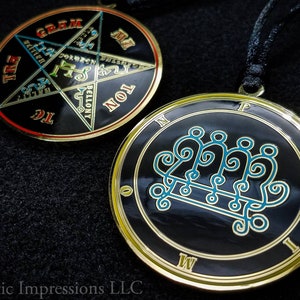 Collier Sigil Paimon // Sceau démon Ars Goetia // Médaillon rituel goétique de la petite clé de Salomon avec pentacle de Salomon au revers