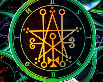 Astaroth Sigil Holographischer Aufkleber: (5 cm Durchmesser)