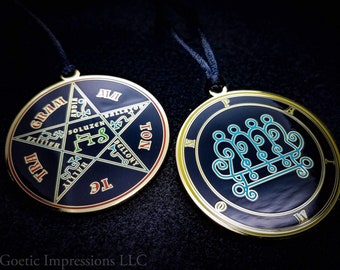 Paimon Sigil Necklace // Ars Goetia Demon Seal Pendant // Lesser Key of Solomon Goetic Lamen // Occult Talisman // Spirit Summoning Amulet