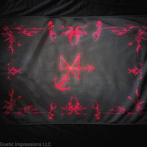 Mantel de altar con el sigilo de Abaddon, decoración satánica: 24"x16"