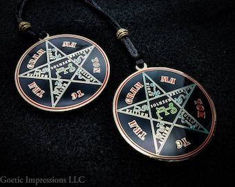 Pentacle of Solomon Pendant // Ars Goetia Tetragrammaton Necklace // Lesser Key of Solomon double sided Pentagram of Solomon