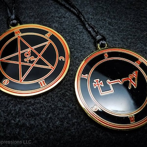 Archangel Samael Sigil Medallion, Heptameron inspired Archangel seal necklace symbols from Cornelius Agrippa