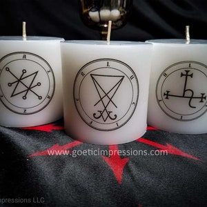 Satanic Seal Candles: Lucifer, Lilith, Azazel - Left Hand Path Altar