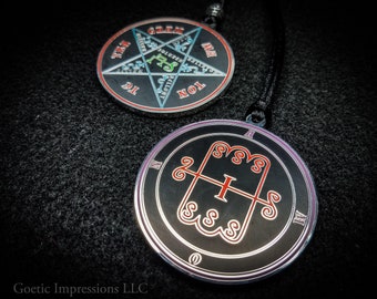 Silver Amon Sigil Pendant / Ars Goetia Demon Seal Amulet / Lesser Key of Solomon Goetic Ritual Lamen / Evoking and summoning goetic spirits