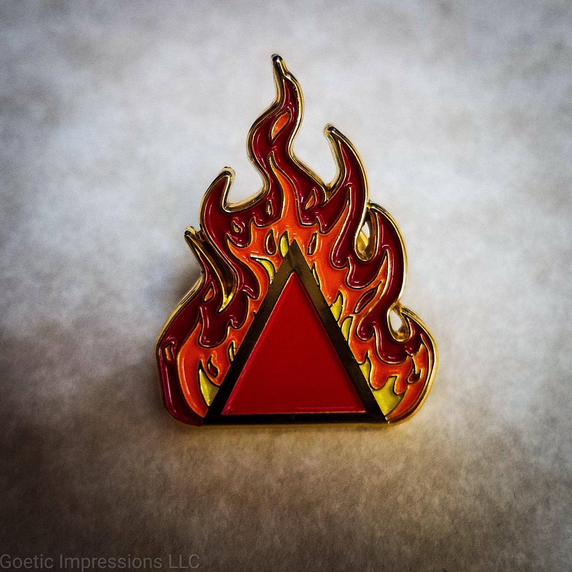 Fire Elemental Enamel Pin // Alchemical Symbol Lapel Pin