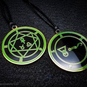 Archangel Anael Sigil Medallion, Heptameron inspired Archangel seal necklace with symbols from Cornelius Agrippa