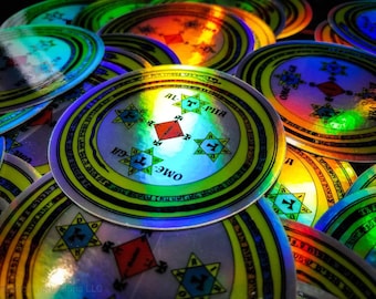 Sticker holographique Cercle de Salomon : style occulte (3 pouces de diamètre)