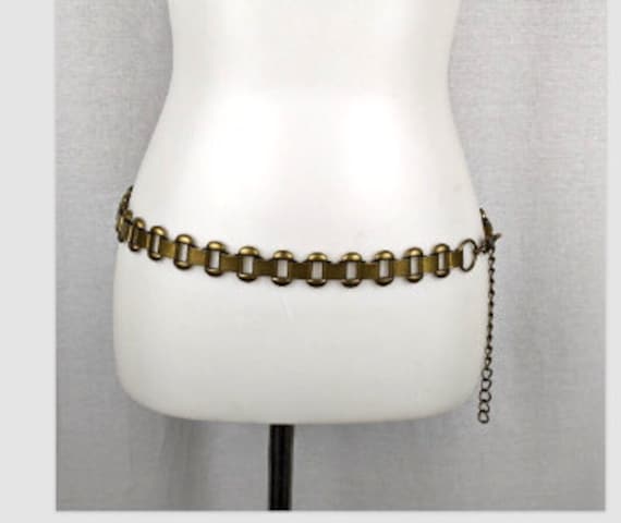 Vintage Brass Metal Chain Link Hip Belt - image 4