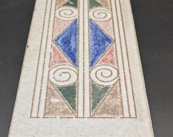 Vtg Ceramic Art Tile Art Nouveau Style Made In Columbia Signed Border Backsplash