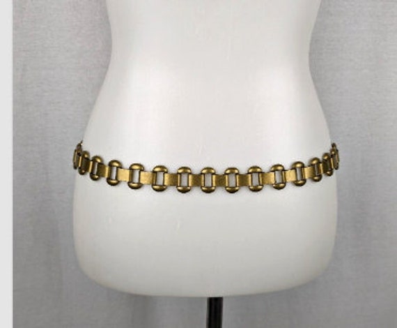 Vintage Brass Metal Chain Link Hip Belt - image 5