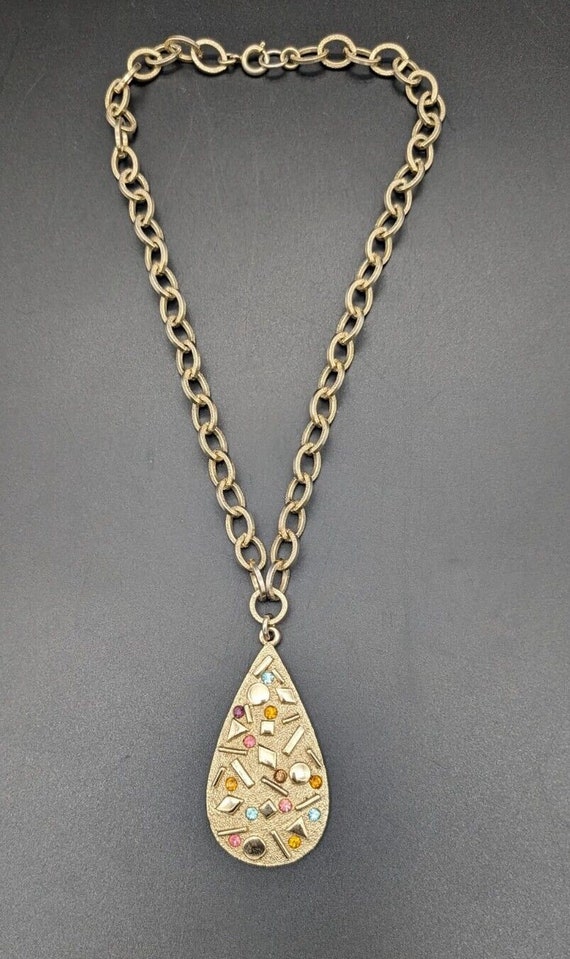 Vtg Sarah Coventry Teardrop Pendant Necklace Gold… - image 6