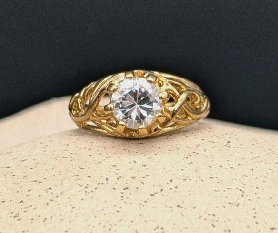 Vintage 14K HGE Lind Gold Electroplate CZ Ring Sz 4.75 - Etsy