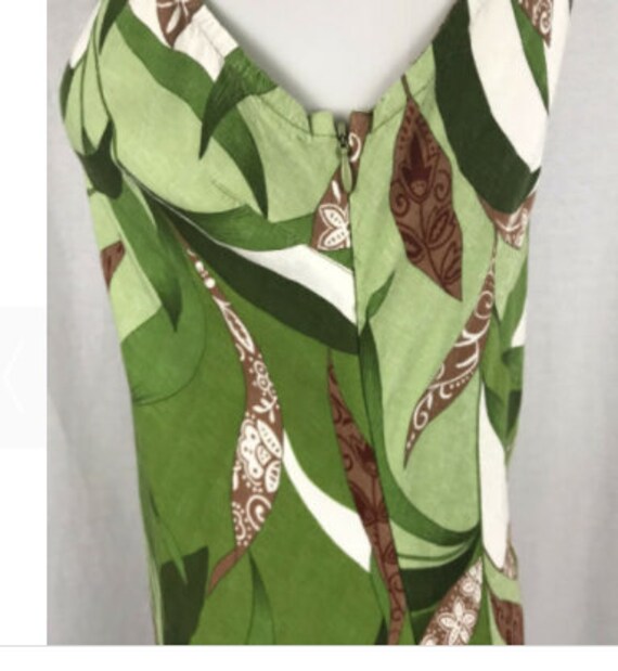 USINDO Vtg Dress Green Floral Tropical Midi Rayon… - image 5