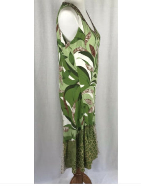 USINDO Vtg Dress Green Floral Tropical Midi Rayon… - image 6