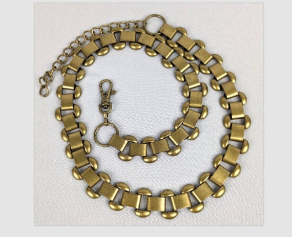 Vintage Brass Metal Chain Link Hip Belt - image 1