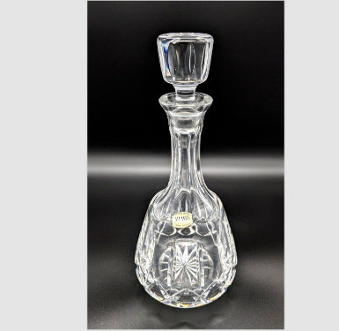 Vintage Lead Crystal Glass Decanter Whiskey Barware Signed Atlantis Portugal Etsy