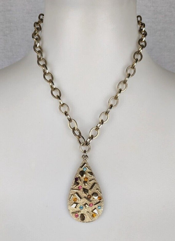 Vtg Sarah Coventry Teardrop Pendant Necklace Gold… - image 10