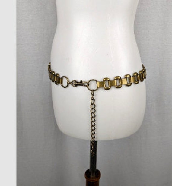 Vintage Brass Metal Chain Link Hip Belt - image 6