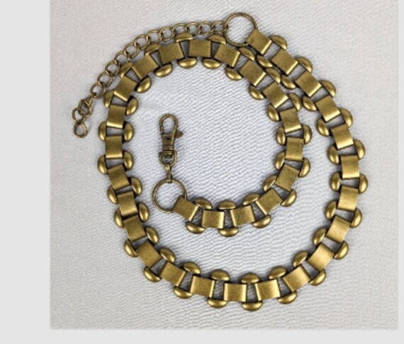Vintage Brass Metal Chain Link Hip Belt - image 8