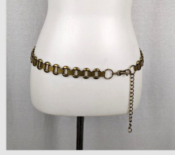 Vintage Brass Metal Chain Link Hip Belt - image 2