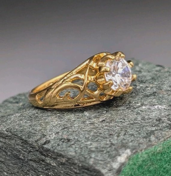 Vintage 14K HGE Lind Gold Electroplate CZ Ring Sz 4.75 - Etsy