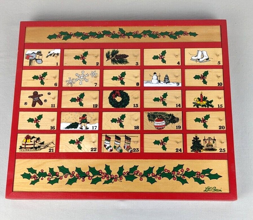 Vintage LL Bean Advent Calendar Large Wooden Christmas Etsy