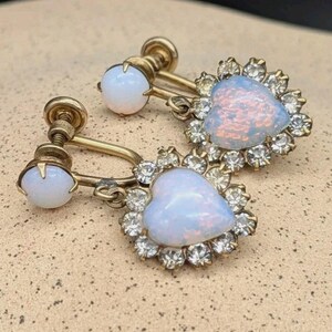 Ensemble Collier Et Boucles D'oreilles Vintage – Opalite, 12K GF, Or Jaune