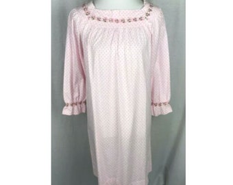 Mesdames Polka Dot Nightdress Womens 100 % coton sans manches à rayures garniture nuisette Mesdames Polka Dot Nightdress Womens 100 % coton sans manches à rayures garniture nuisette
