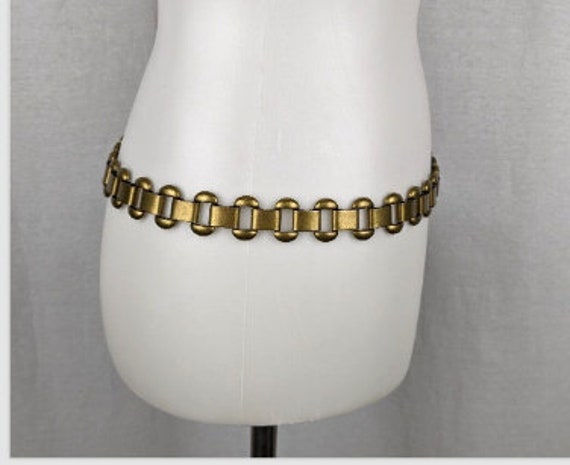 Vintage Brass Metal Chain Link Hip Belt - image 3