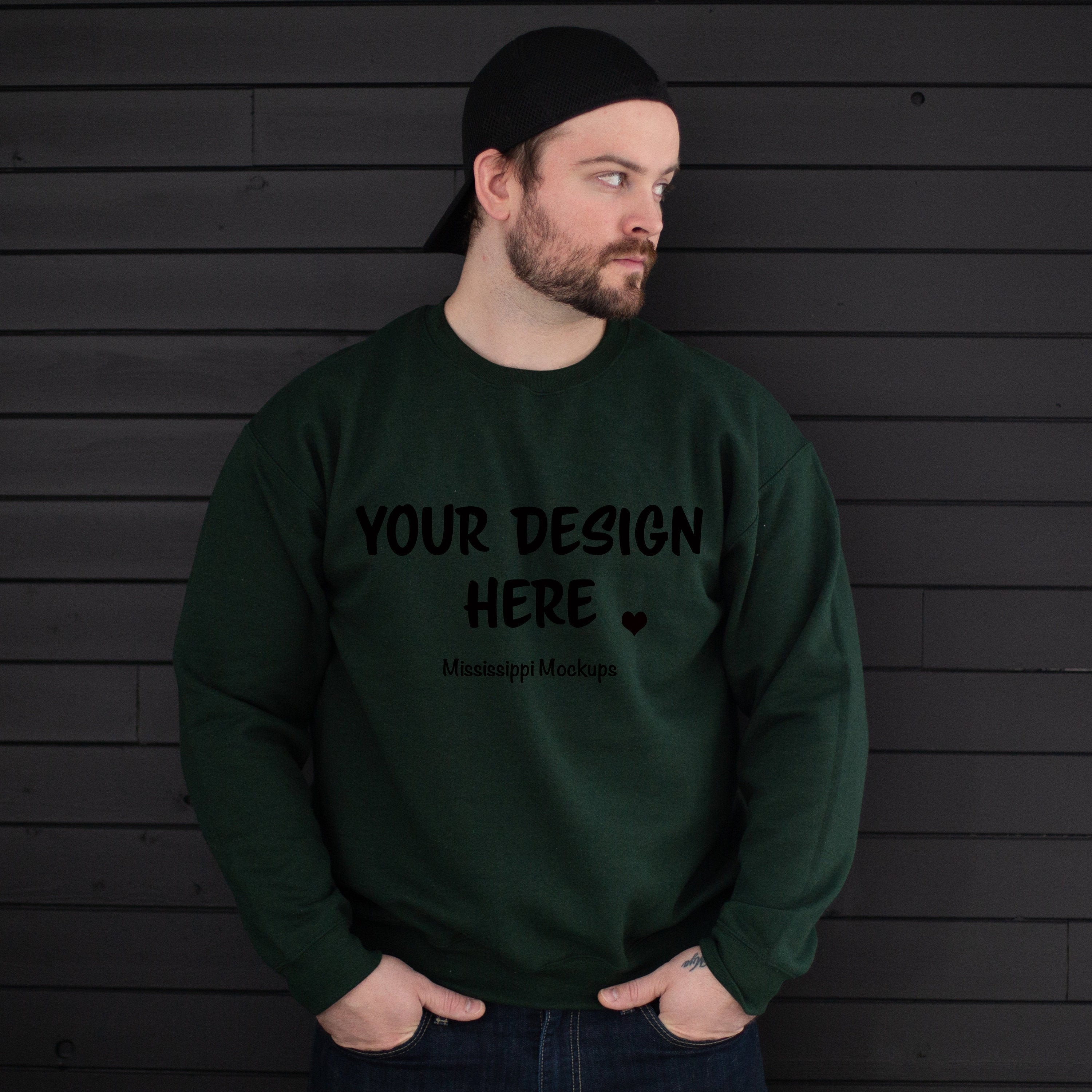 Men's Unisex Forest Green Gildan 18000 Sweatshirt | Etsy