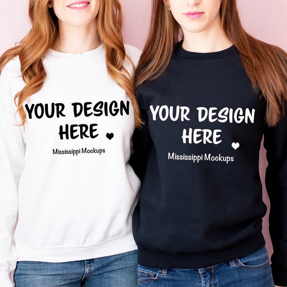 Download Gildan G180 White Long Sleeve Mockup White Gildan Crew ...