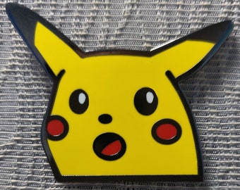 Pokemon Meme Inspired "Shocked Pikachu" Hard Enamel Surprised Pikachu Lapel Pin (+BONUS Mystery Sticker)