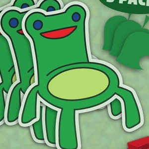 Animal Crossing Meme Inspiriert ""Froggy Chair" & ""Furniture Leaf"" Premium Vinyl Aufkleber Set