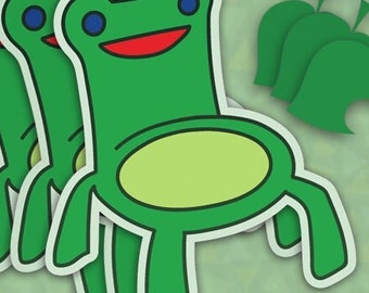どうぶつの森ミームにインスパイアされた「カエルの椅子」と「家具の葉」プレミアムビニールステッカーセット