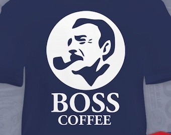 希少SUNTORY BOSS COFFEEリバーシブルスカジャン 背面ビッグロゴ サントリー「ボスコーヒー」日本語ロゴTシャツ - ユニセックス
