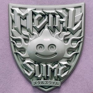 Dragon Quest Inspired &quot;Heavy Metal Slime&quot; Retro Game Themed LIMITED EDITION Silver Metal Pin (+BONUS Mystery Sticker!)