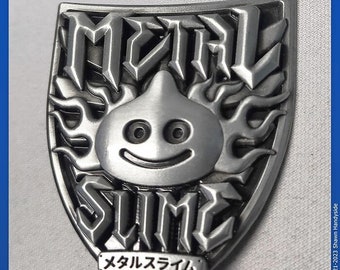 Dragon Quest Inspired "Heavy Metal Slime" Retro Game Themed Antique Silver Pin (+BONUS Mystery Sticker!)