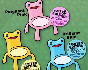 Animal Crossing Meme Inspired "Froggy Chair" LIMITED EDITION "Pink" "Blue" & "Yellow" Hard Enamel Lapel Pin (+BONUS Mystery Sticker!)