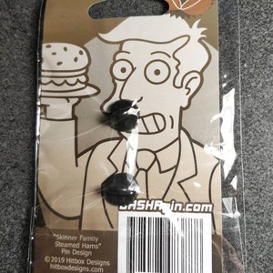 May include: A black and white cartoon image of a man holding a plate with a burger on it. The image is on a brown background with the text "Skinner Family Steamed Hams" and "#004".
