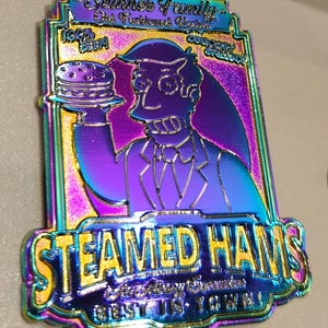 The Simpsons Meme Inspired &quot;Skinner Family Steamed Hams&quot; Albany New York Themed LIMITED EDITION Rainbow Metal Pin (+BONUS Mystery Sticker!)